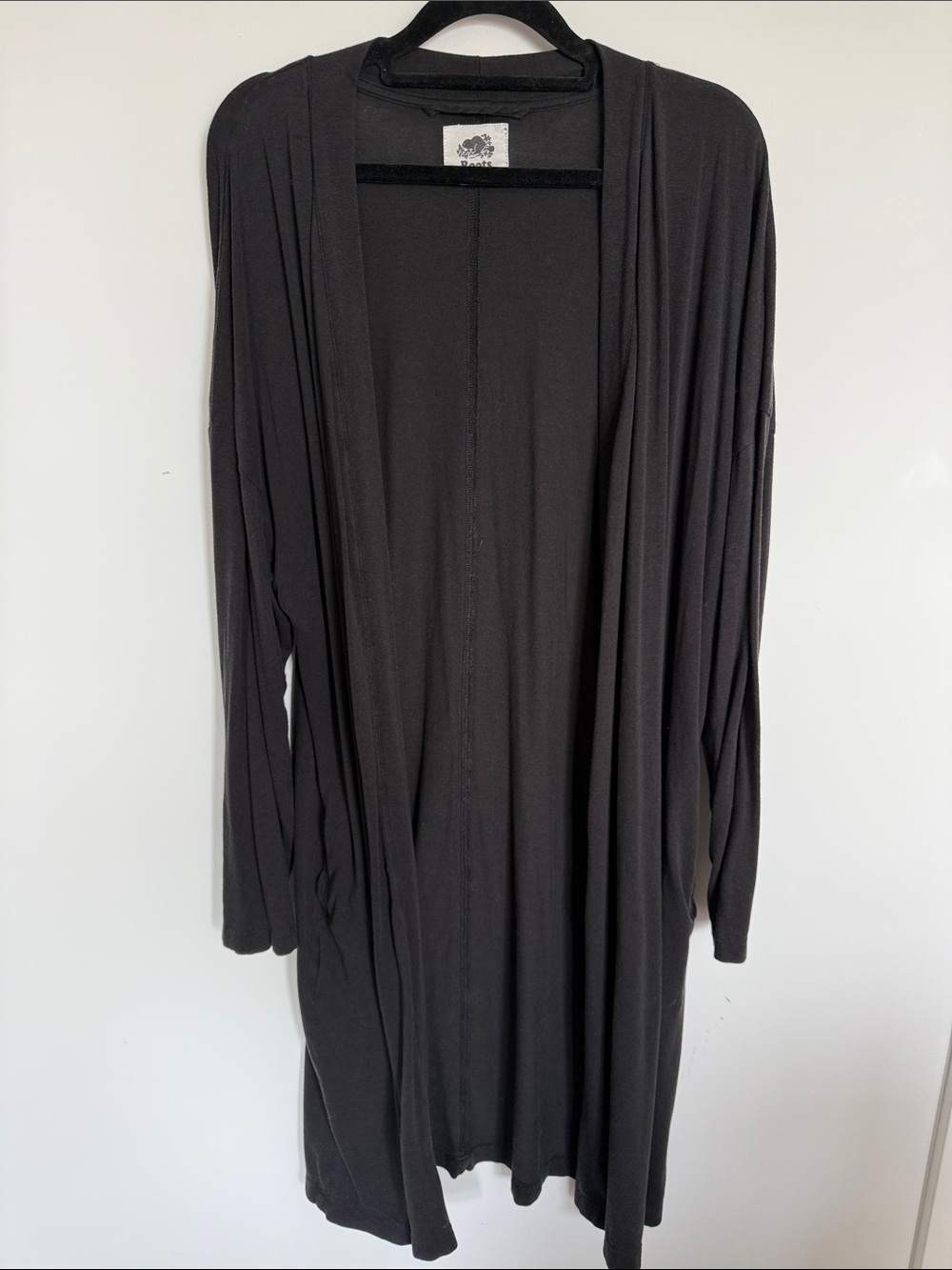 Roots TENCEL Organic Cotton Long Open Cardigan Black Large